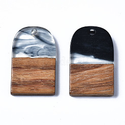 Transparent Resin & Walnut Wood Pendants&nbsp;RESI-T035-32D