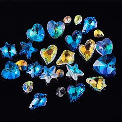 28Pcs 14 Style Faceted Glass Rhinestone Charms&nbsp;RGLA-SZ0001-02