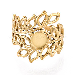 Leaf 304 Stainless Steel Cuff Ring Components&nbsp;X-STAS-T066-27G