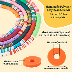 6 Strands 6 Colors Handmade Polymer Clay Bead Strands&nbsp;CLAY-TA0001-39