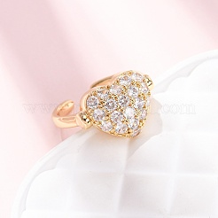 Brass Micro Pave Cubic Zirconia Cuff Open Rings&nbsp;RJEW-C153-02G