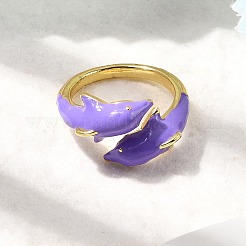 Brass Enamel Cuff Rings&nbsp;RJEW-P166-04G