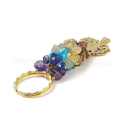 Chakra Natural Gemstone Chip Pendant Keychain&nbsp;KEYC-JKC00414-01