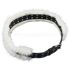 Black Imitation Leather Faux Fur Chain Belts for Women&nbsp;AJEW-WH20006-388A-01
