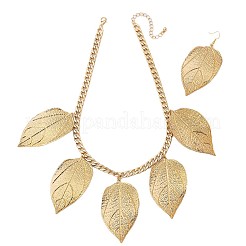 Alloy Leaf Shape Dangle Earrings & Pendant Necklaces Sets&nbsp;WGCA963-01