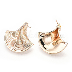 Brass Micro Pave Cubic Zirconia Ear Studs&nbsp;EJEW-P268-04G