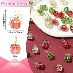 30Pcs 3 Colors Copper Wire Wrapped Glass Gift Pendants&nbsp;PALLOY-CJ00176