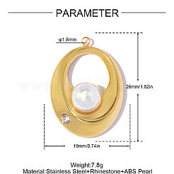 Oval 304 Stainless Steel Rhinestone Pendants&nbsp;STAS-OY018-18G