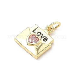 Brass Micro Pave Cubic Zirconia Charms&nbsp;X-KK-H255-28G