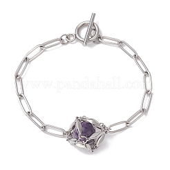Round Mixed Gemstone Link Macrame Pouch Bracelets&nbsp;BJEW-JB10275