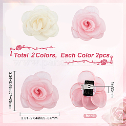 4pcs 2 colors Detachable Artificial Rose Organza Shoe Decoration&nbsp;AJEW-CP0001-82