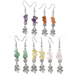 Natural Mixed Stone Chip Dangle Earrings Set for Women&nbsp;EJEW-JE06249