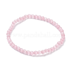 Round Cat Eye Beads Stretch Bracelets for Girl Women&nbsp;BJEW-A117-A-12