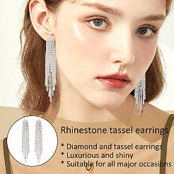 4 Pairs 4 Colors Rhinestone Chains Tassel Earrings&nbsp;EJEW-AN0004-74