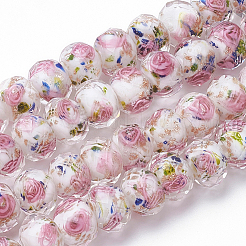 1 Starnd Handmade Gold Sand Lampwork Beads Strands&nbsp;LAMP-PA0001-76C