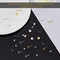 12Pcs 2 Colors 925 Sterling Silver Flat Pad Stud Earring Findings&nbsp;STER-DC0001-62B