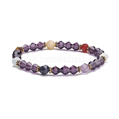 Chakra Theme Natural Mixed Stone Round Beads Stretch Bracelet&nbsp;BJEW-JB07248
