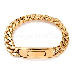 304 Stainless Steel Cuban Link Chain Bracelets for Men Women&nbsp;BJEW-C124-02G
