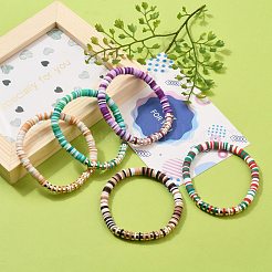 Handmade Polymer Clay Heishi Beaded Stretch Bracelets&nbsp;BJEW-JB05604