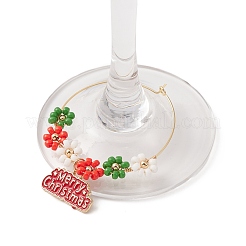 Christmas Theme Alloy Enamel Wine Glass Charms&nbsp;AJEW-JO00188