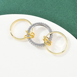 Brass Micro Pave Cubic Zirconia Finger Rings&nbsp;RJEW-D325-01PG-06