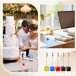10Pcs 5 Colors Cube Resin Name Card Holder&nbsp;OFST-FG0001-06