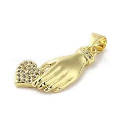 Rack Plating Brass Micro Pave Cubic Zirconia Pendants&nbsp;KK-C052-34G