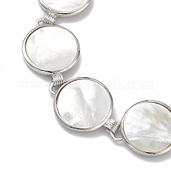 Natural White Shell Link Chain Bracelets&nbsp;BJEW-E077-02P-03
