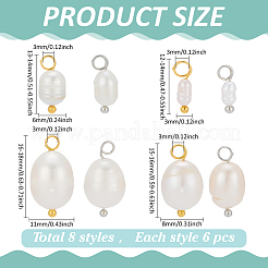 48Pcs 8 Styles Natural Cultured Freshwater Pearl Pendants&nbsp;PALLOY-ME00010