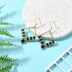 Glass Seed Braided Rhombus Dangle Earrings&nbsp;EJEW-MZ00082