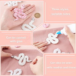 3Pcs 3 Colors Snake Polyester Embroidered Cloth Patch&nbsp;PATC-GA0001-88