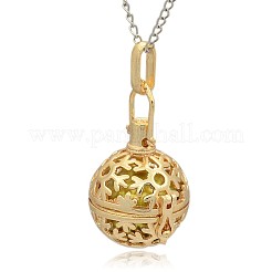 Golden Tone Brass Hollow Round Cage Pendants&nbsp;KK-J232-06G