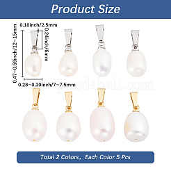 10Pcs 2 Styles Natural Cultured Freshwater Pearl Rice Pendants&nbsp;PALLOY-BBC00006