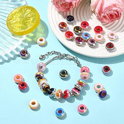 35Pcs 7 Colors Stripe Resin European Beads&nbsp;RESI-CJ0005-16