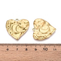 304 Stainless Steel Textured Heart with Moon Pendants&nbsp;STAS-T067-33G