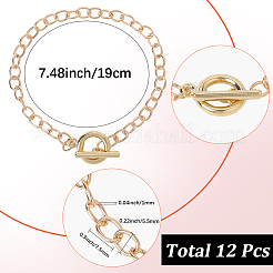 12Pcs Alloy Cable Chain Bracelets for Women Men&nbsp;BJEW-SC0001-60G