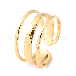 304 Stainless Steel Triple Line Open Cuff Rings&nbsp;RJEW-D002-35G
