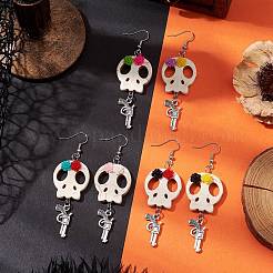 Halloween Theme Brass Dangle Earrings&nbsp;EJEW-JE06039-S