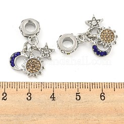 Rack Plating Alloy Pave Rhinestone Moon Sun Star European Dangle Charms&nbsp;FIND-B034-12P-02