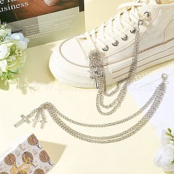 2Pcs Aloy 3-Layer Cross Charm Anklets for Women&nbsp;AJEW-SP0001-96