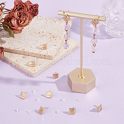 10Pcs Rhombus Brass Stud Earring Findings&nbsp;KK-AR0004-04