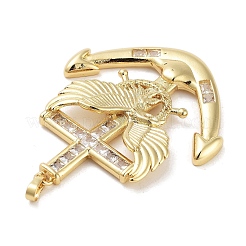 Rack Plating Brass Micro Pave Clear Cubic Zirconia Pendants&nbsp;KK-Z064-08G