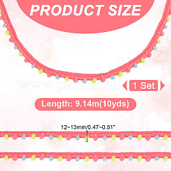 10 Yards Polyester Pom Pom Ball Tassel Ribbons&nbsp;DIY-GA0007-35A