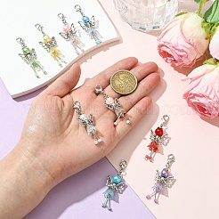 9Pcs 9 Colors Angel Acrylic & Alloy & Platic Beads Pendant Decoration&nbsp;HJEW-YW00083