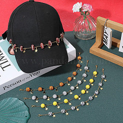 5Pcs 5 Styles Brass Chains & Acrylic Link Baseball Cap Chain&nbsp;HJEW-SC0002-32