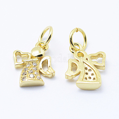 Brass Micro Pave Cubic Zirconia Charms&nbsp;KK-P133-03G-NR