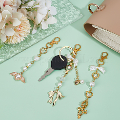 Zinc Alloy Acrylic Imitation Pearl Keychain&nbsp;KEYC-WH0030-67