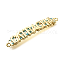 Brass White & Sky Blue Enamel Word Connector Charms&nbsp;KK-D295-21G