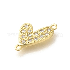 Rack Plating Brass Clear Cubic Zirconia Heart Connector Charms&nbsp;KK-Z086-05G