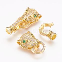 Brass Micro Pave Cubic Zirconia Fold Over Clasps&nbsp;ZIRC-L062-K01-G